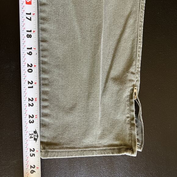 Chico's Jeans 14 Olive Pull On Perfect Stretch Girlfriend Slim Leg Ankle Zip - Picture 3 of 9